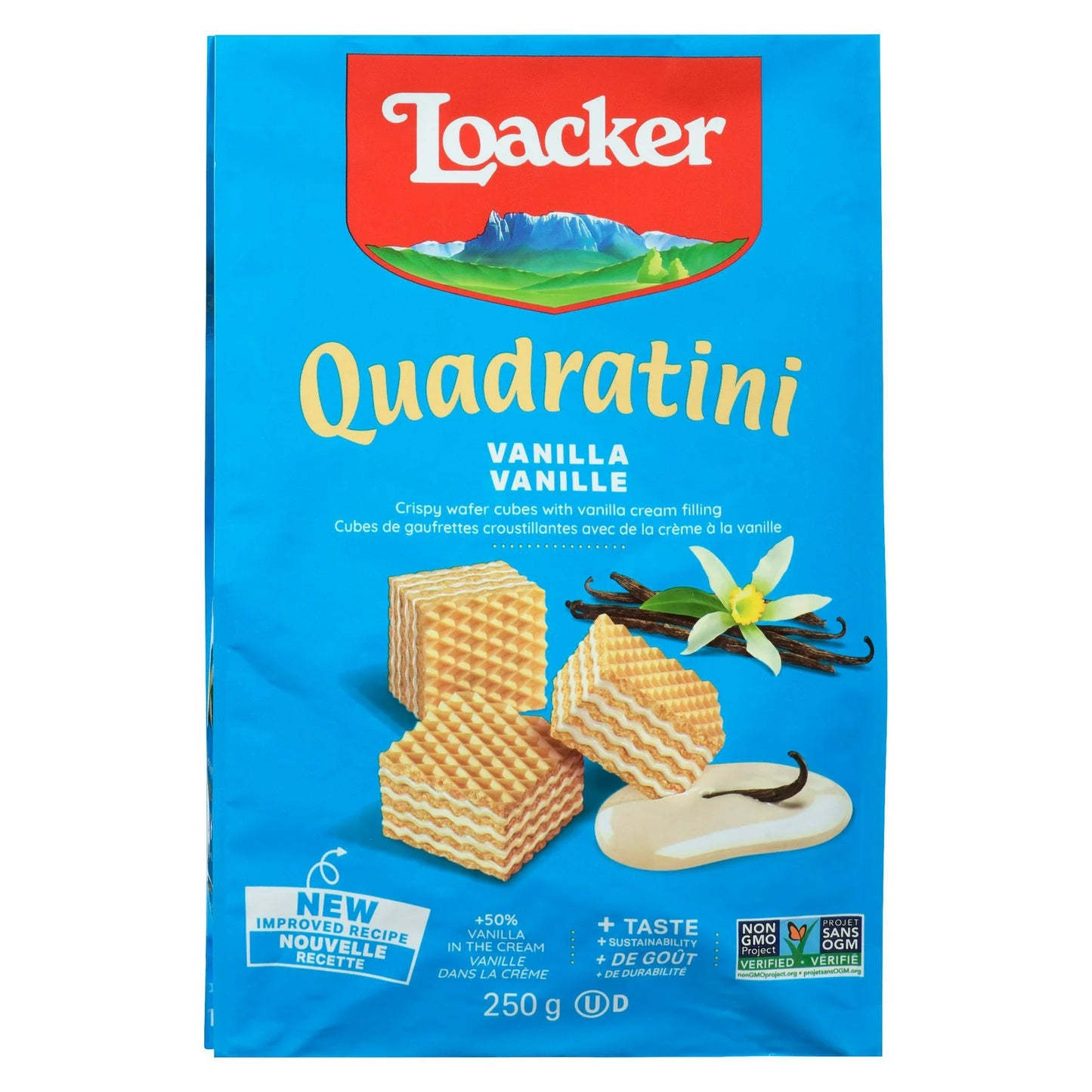 Loacker Quadratini Vanilla 250g - Case of 6