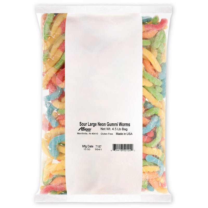 Albanese Sour Large Neon Gummi Worms 4.5lb