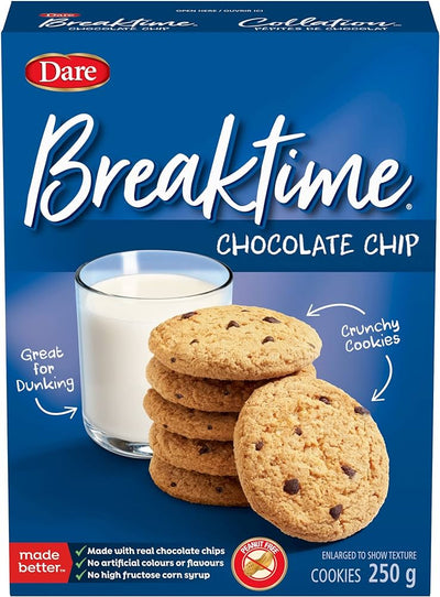 Dare Breaktime Chocolate Chip Cookies 250g - Case of 12