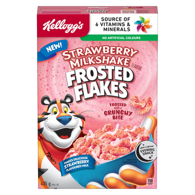 Kellogg's Strawberry Milkshake Frosted Flakes Cereal 435g - Case of 12