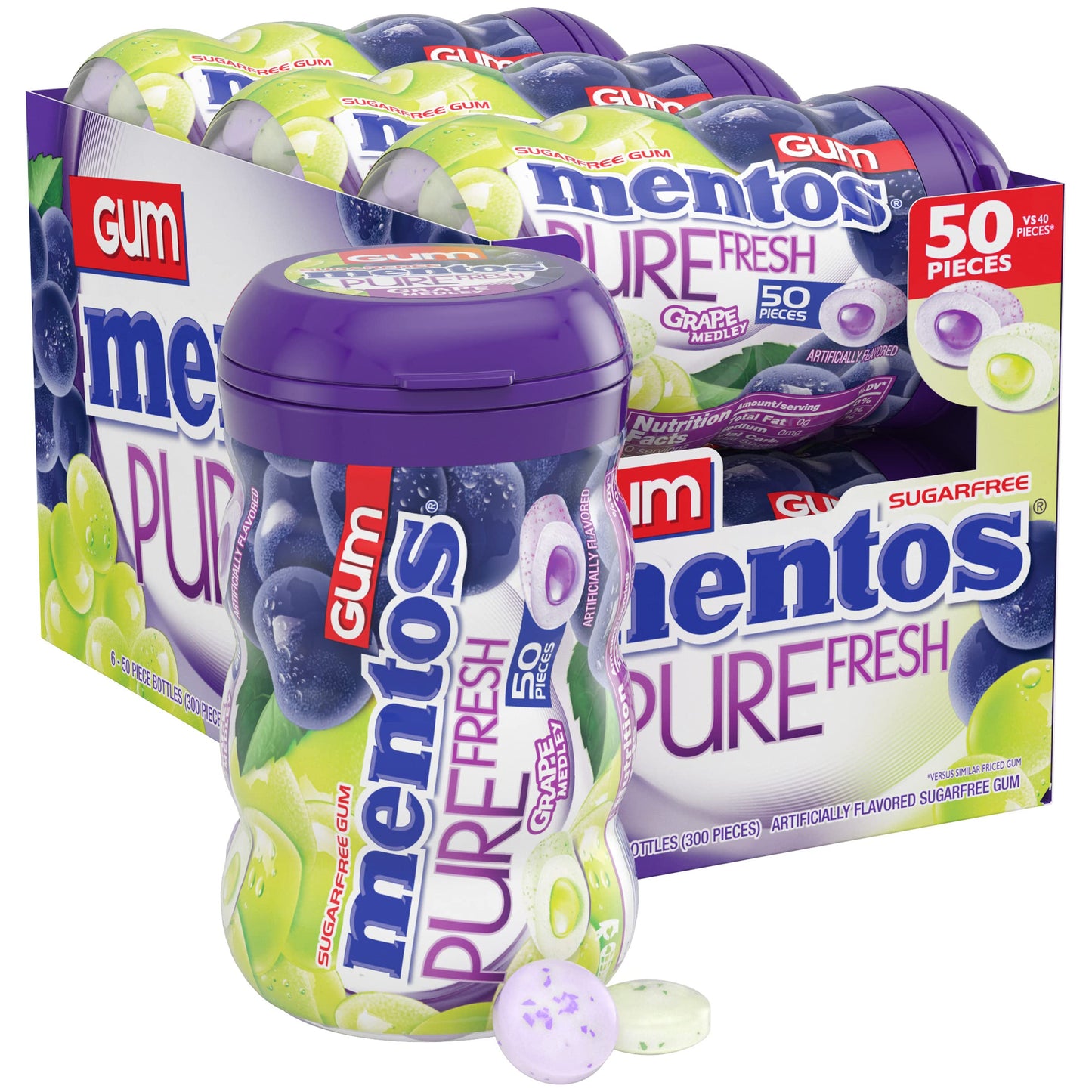 Mentos Pure Fresh Grape Gum 50pcs - 6ct