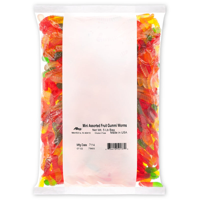 Albanese Mini Assorted Gummi Worms 2 inch - 5lb