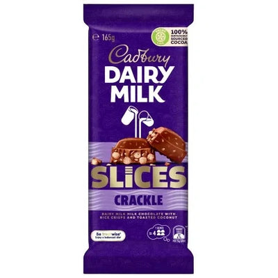 Cadbury Dairy Milk Slices Crackle 165g - Case of 14 - Australia