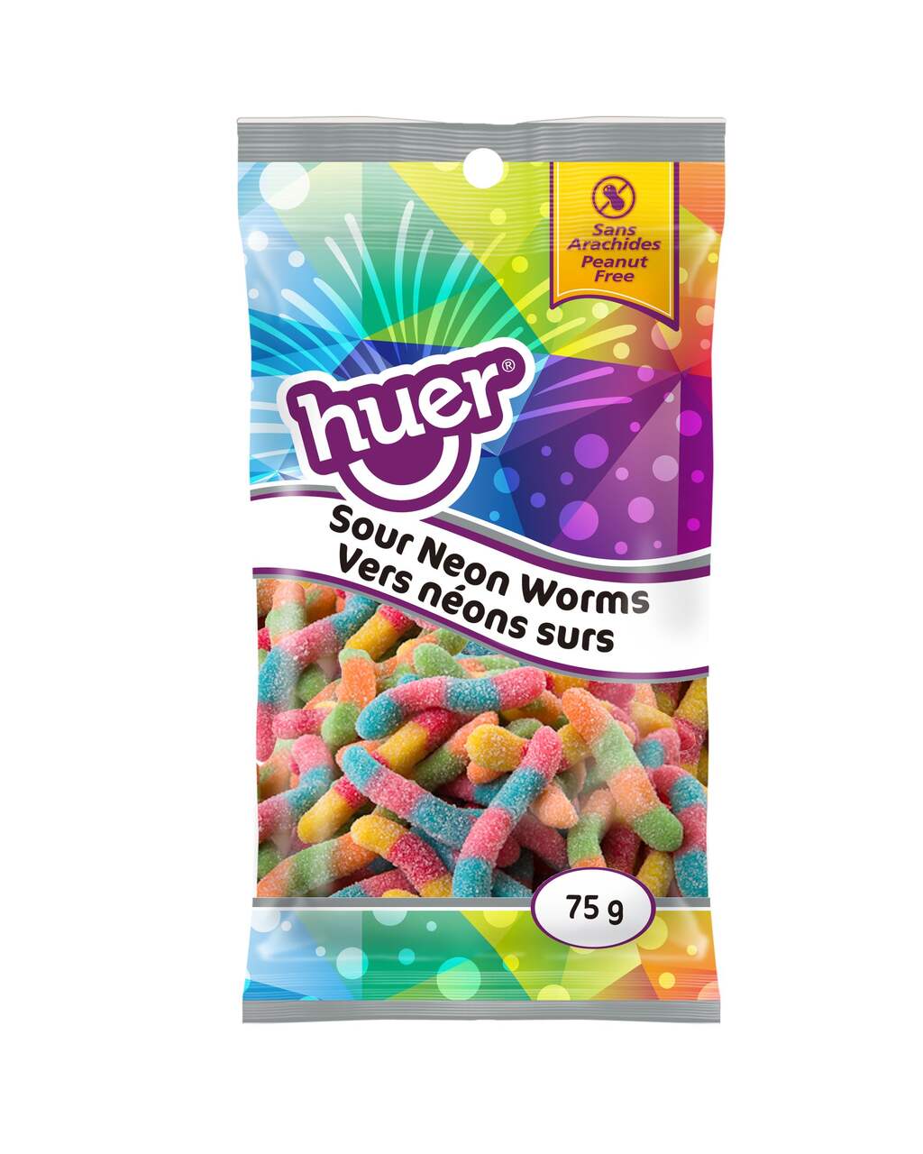 Huer Sour Neon Worms 75g - Case of 12