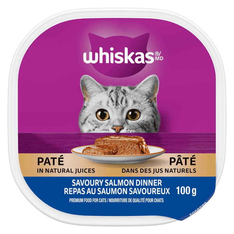 Whiskas Pâté Savoury Salmon Dinner Cat Food 100g - Case of 24