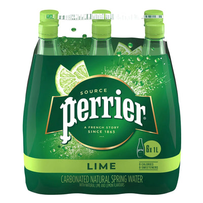 Perrier Carbonated Natural Spring Water Lime Flavor 1L (6 Pack)