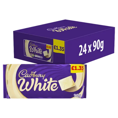 Cadbury White Bar 90g - Case of 24 - UK