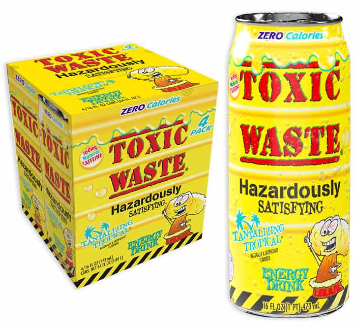 Toxic Waste Tantalizing Tropical Energy Drink 473ml - 6 Boxes x 4ct