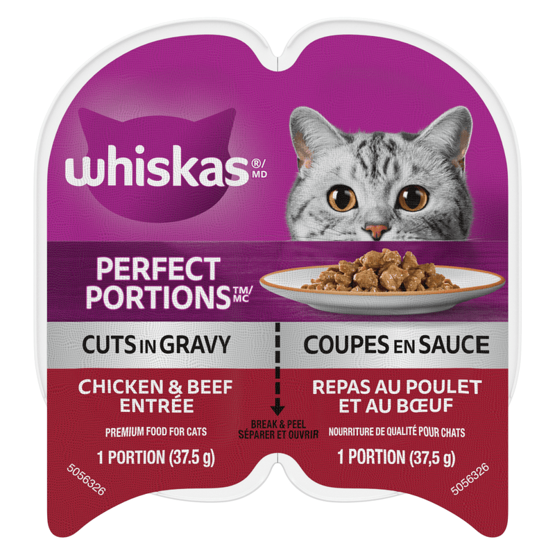 Whiskas Perfect Portions Cuts in Gravy Chicken & Beef Cat Food 75g - Case of 24