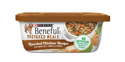 Purina Beneful Prepared Roasted Chicken with Brown Rice Dog Food 283g - Case of 8