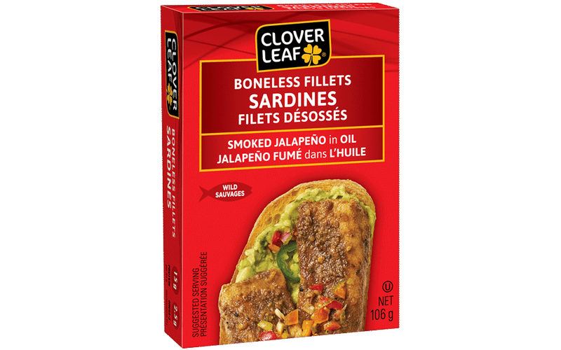 Clover Leaf Boneless Fillets Sardines Smoked Jalapeño in Oil 106g - Case of 18