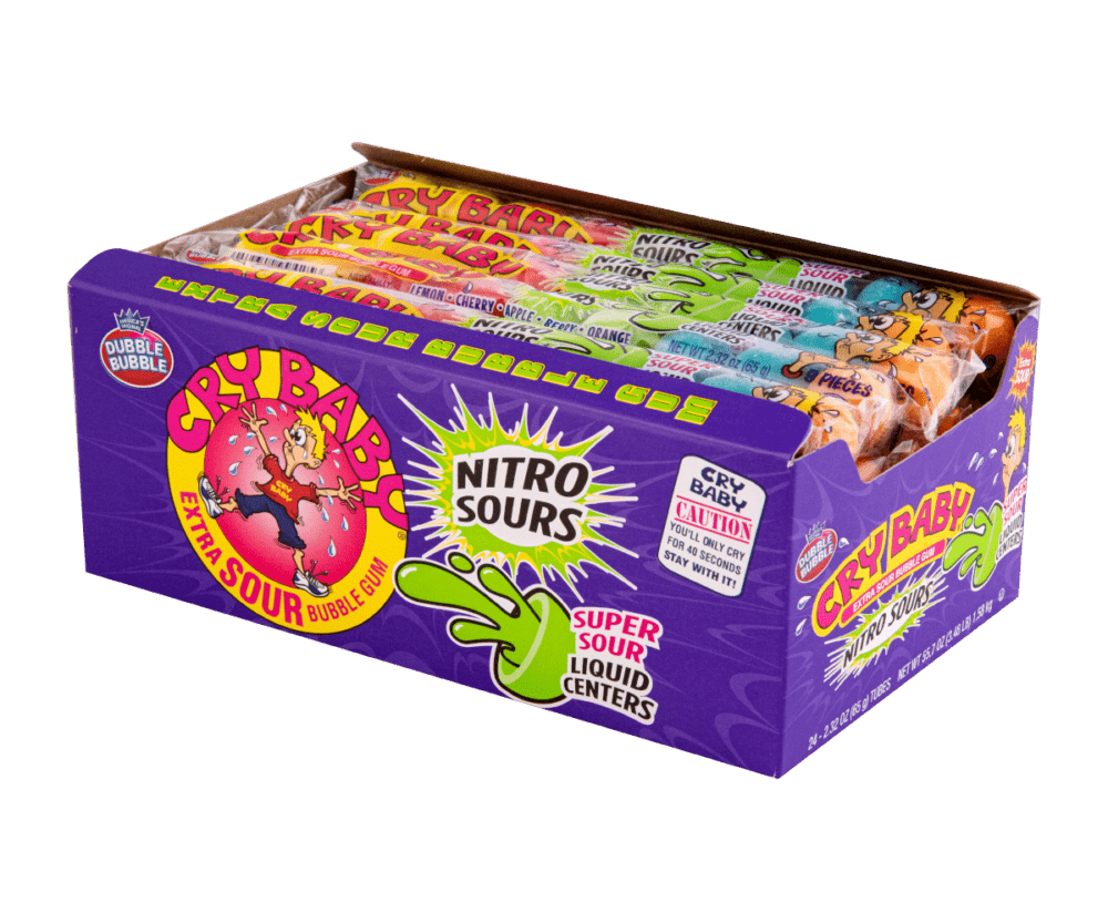 Cry Baby Nitro Sours Gum Tubes 24Ct