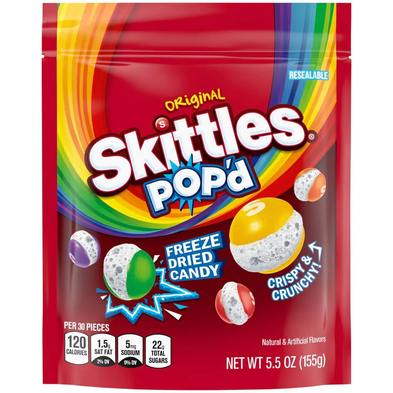 Skittles Original Pop’d - Freeze Dried Candy 155g (Case of 8)