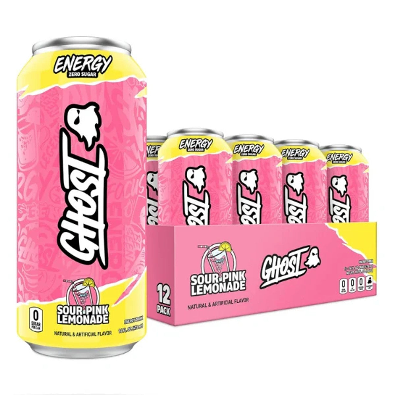 Ghost Sour Pink Limeade Energy Drink - (Case of 12)