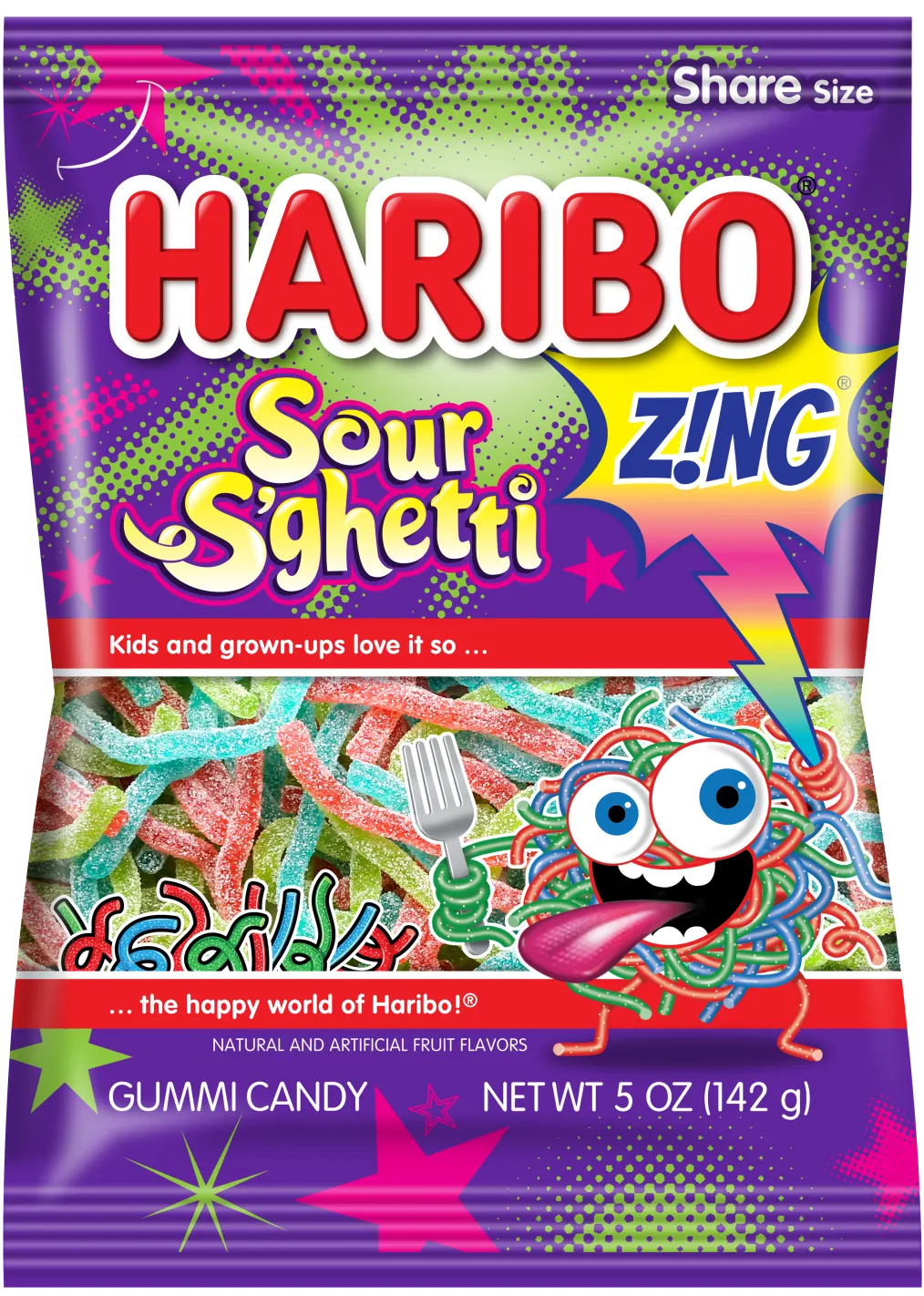 Haribo Zing Sour S'ghetti 142g (Case of 12)