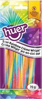 Huer Sour Rainbow Crème Whips 70g - Case of 12