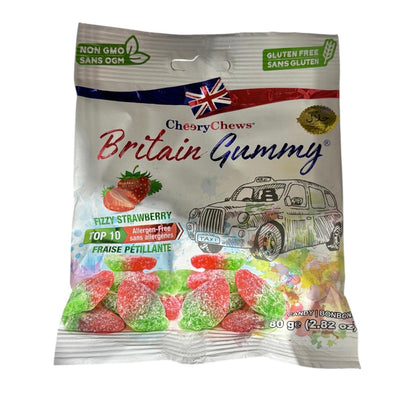 Britain Gummy Fizzy Strawberry 80g (12 pack)