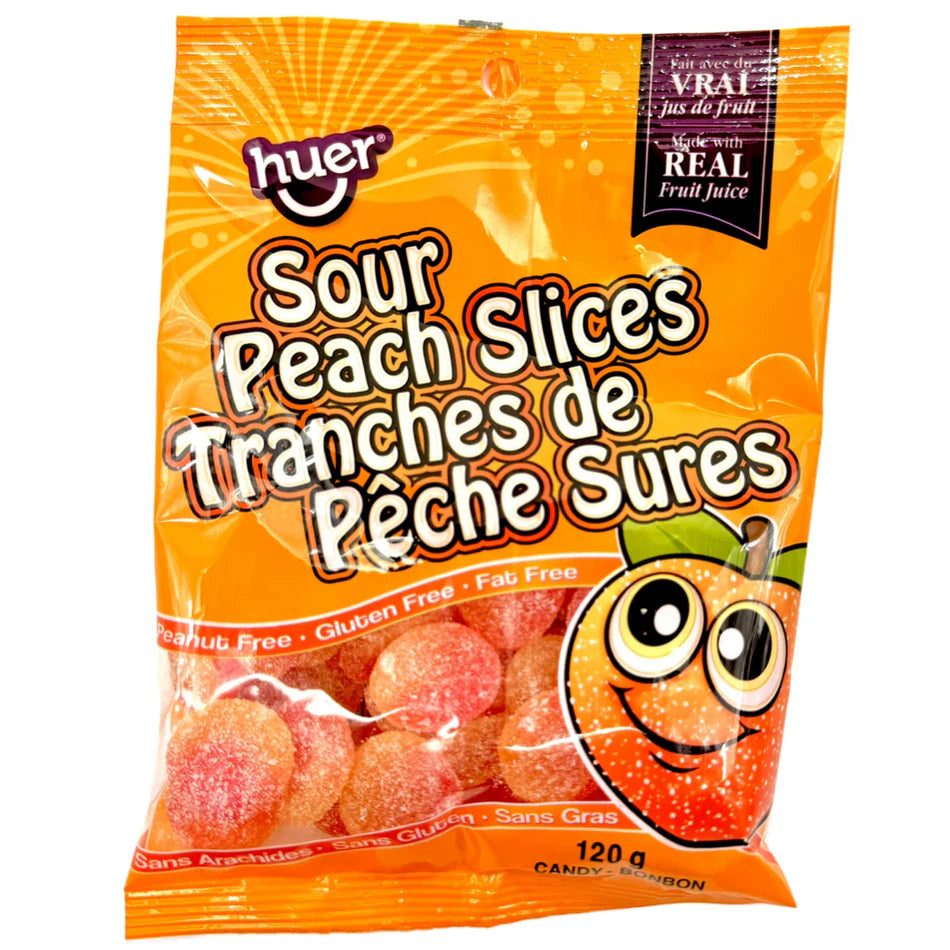 Huer Sour Peach Slices Candy 120g (Case of 12)