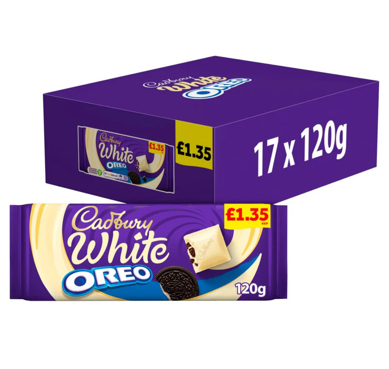 Cadbury White Oreo Bar 120g - Case Of 17 (UK Imported)