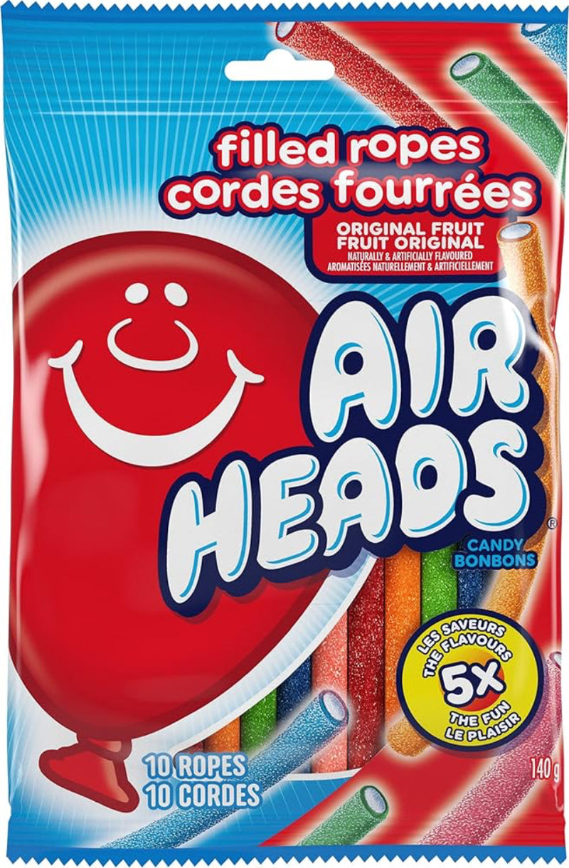 Airheads Filled Ropes Original Fruit 140g (Case of 12)