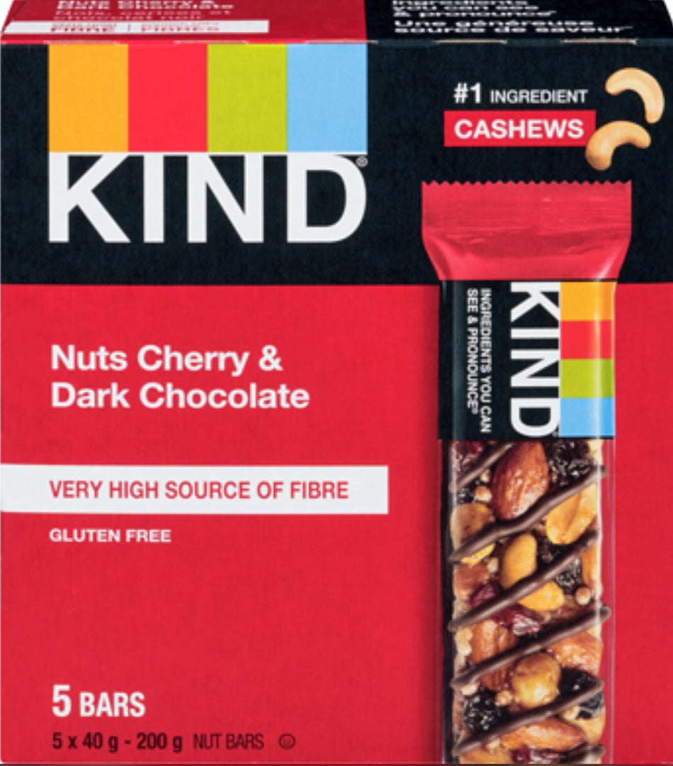 Kind Dark Chocolate & Nuts Cherry Bars 40g - 12ct