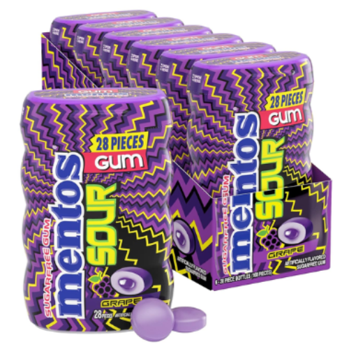 Mentos Sour Grape Gum 28pcs - 6ct