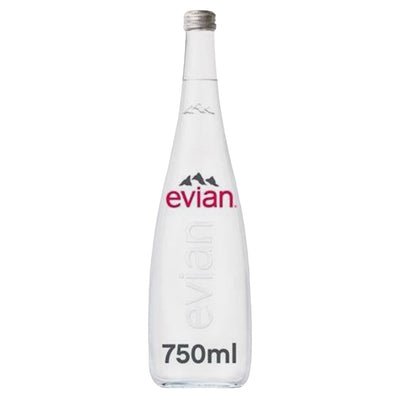 Evian Natural Mineral Water Glass 750ml (12 pack)