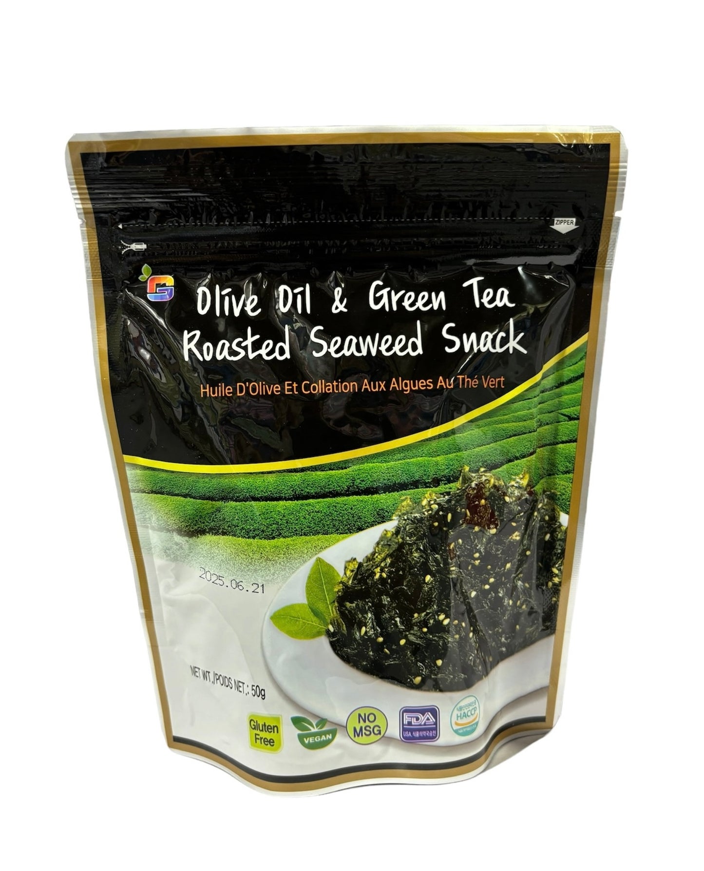 Gim Olive Oil & Green Tea Roasted Seaweed Snack 30g (Case of 50) - Korea