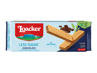 Loacker Less Sugar Chocolate 175g - Case of 18