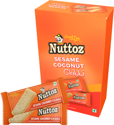 Nuttoz Sesame Coconut Chikki Bars - 10ct