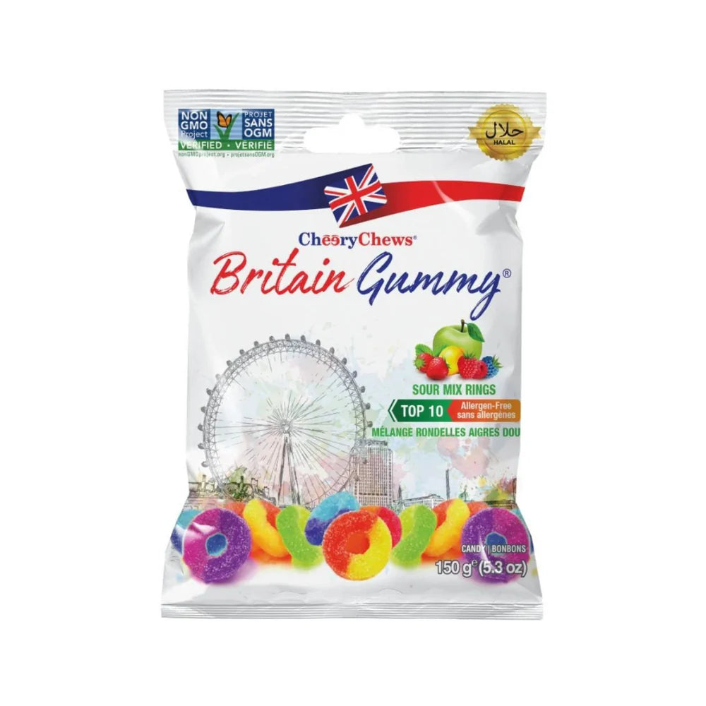 Britain Gummy Sour Mix Rings 150g (12 pack)