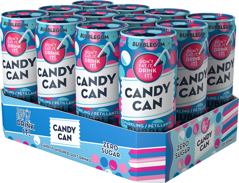 Candy Can Sparkling Bubblegum 330ml - (Case of 12)