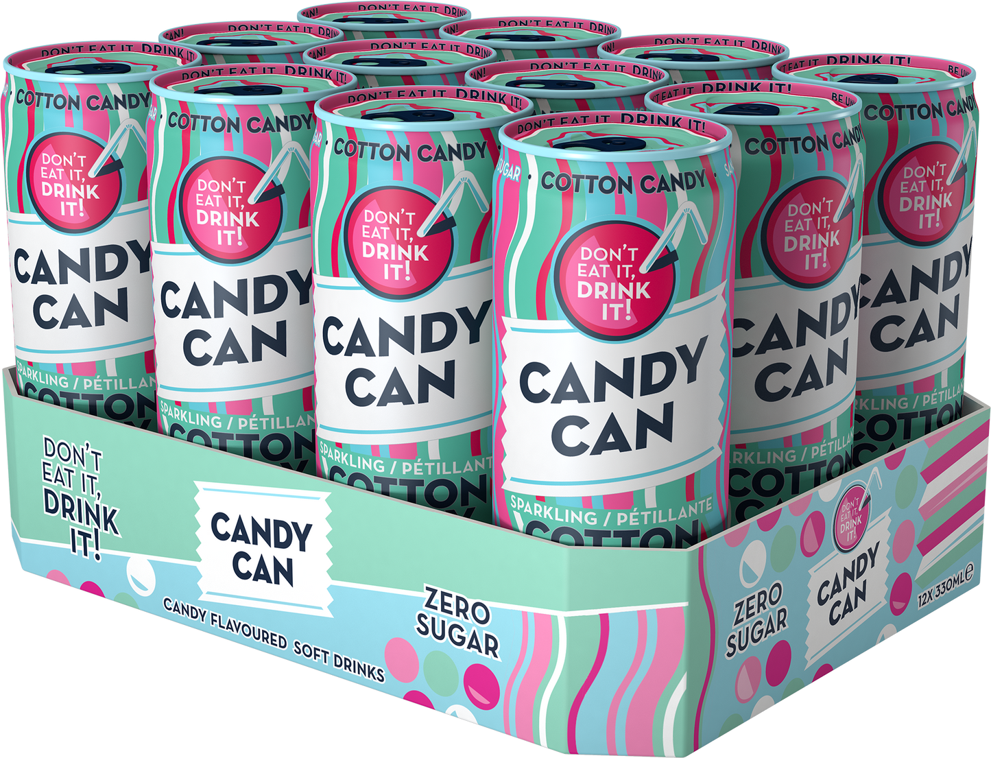 Candy Can Sparkling Cotton Candy 330ml - (Case of 12)