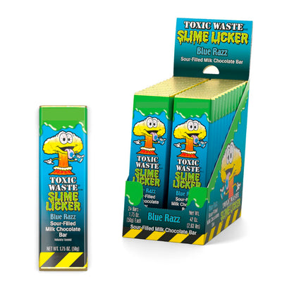 Toxic Waste Slime Licker Blue Razz Milk Chocolate Bar 50g - 24ct