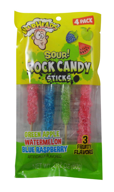 Warheads Sour Rock Candy Sticks Peg Bag - Case of 12