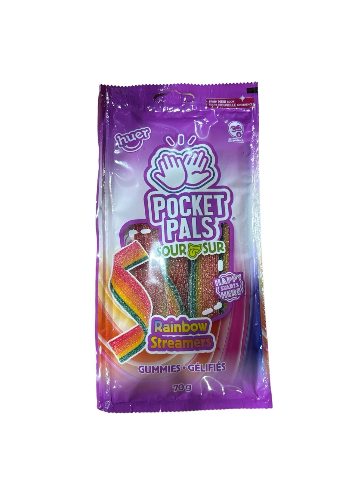 Huer Pocket Pals - Sour Rainbow Streamers 70g - Case of 12