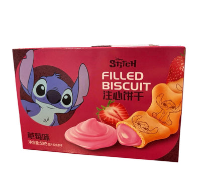 BinQi Disney Stitch Strawberry Filled Biscuit 50g - Case of 24 (China)