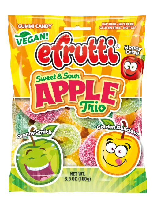 Efrutti Sweet & Sour Apple Trio 100g (Case of 12)