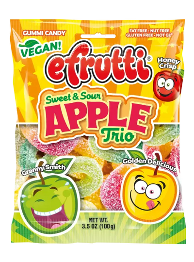 Efrutti Sweet & Sour Apple Trio 100g (Case of 12)