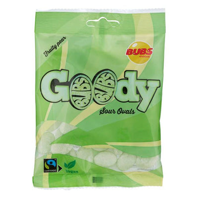 Bubs Goody Fruity Pear Sour Ovals Candy - Case of 12