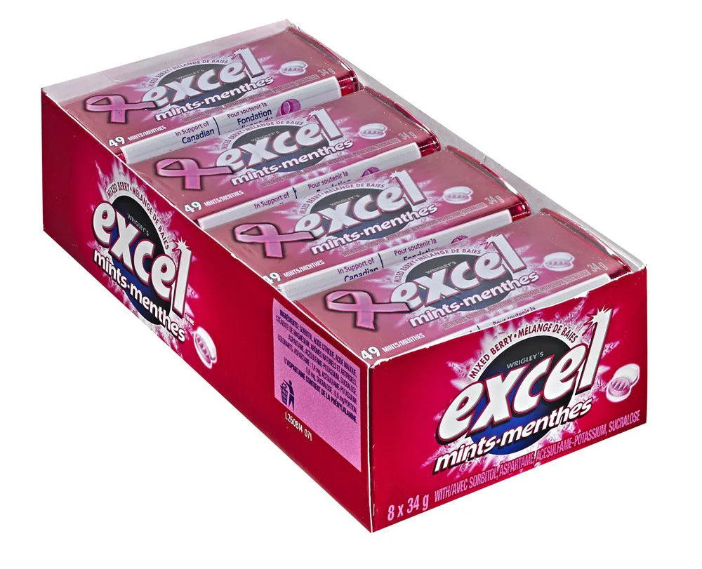 Excel Mints Mixed Berry Gum 34g  - 8ct