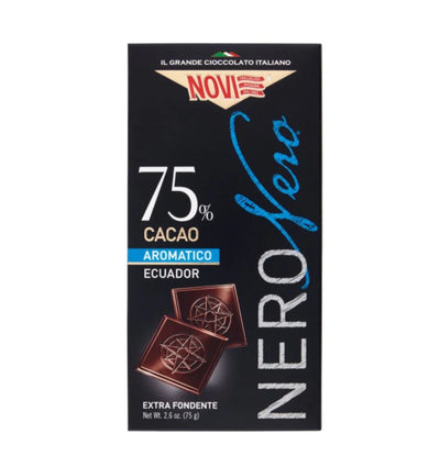 Novi Aromatic Ecuador Extra Dark Chocolate 75% Bars 75g - 20ct