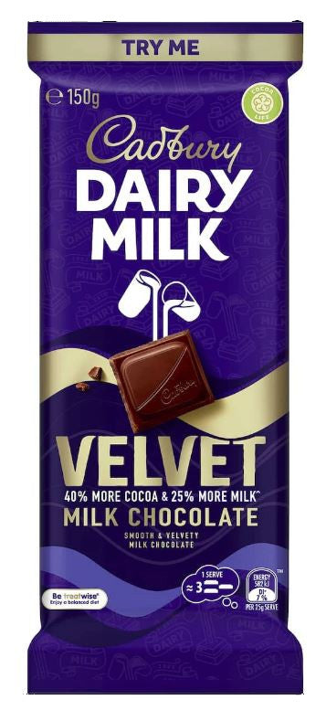 Cadbury Dairy Milk Velvet 150g - Case of 20 - Australia