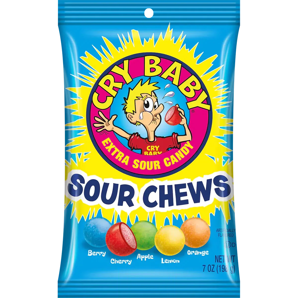 Cry Baby Sour Chews 7Oz Peg Bag - Case of 24