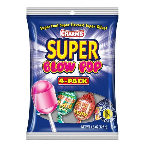 Charms Super Blow Pop 4-Pack Peg Bag - Case of 12