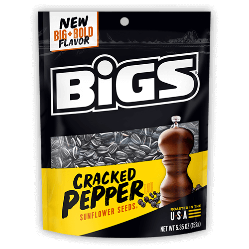 Bigs Cracked Pepper Sunflower Seeds Bag - Case of 12(