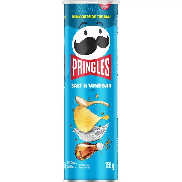 Pringles Salt And Vinegar Potato Chips 156g - Case of 14