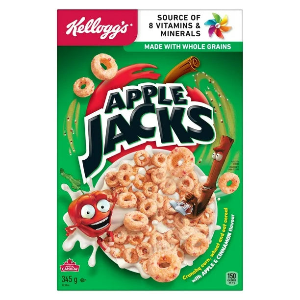 Kellogg's Apple Jacks Cereal 345g - Case of 12