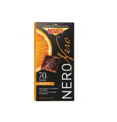 Novi Dark Chocolate with Orange Almonds 70% Bars 75g - 20ct