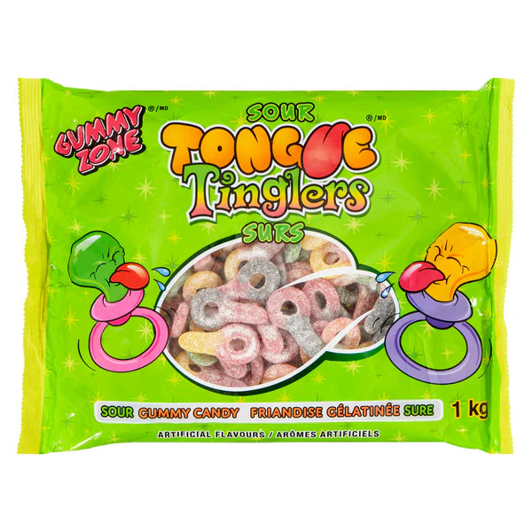 Gummy Zone Sour Tongue Tinglers Gummy Candy Super Size (Case of 12)